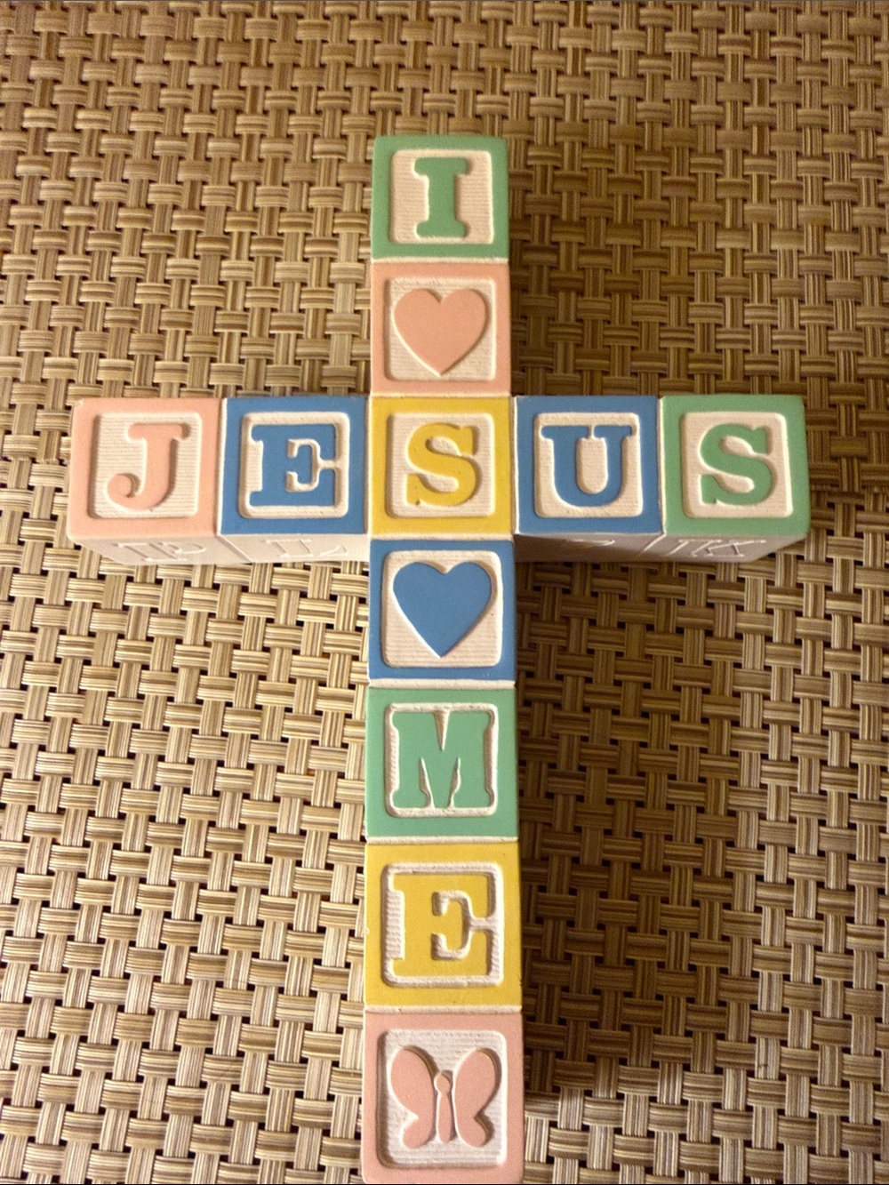 Gift Vintage Baby Nursery Wall Cross Pastel Jesus Loves Me Abbey Press 2000 Y2K